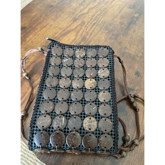 Boho Coconut Shell Crossbody Bag Handmade Beaded Festival Hippie Purse - Picture 3 of 9